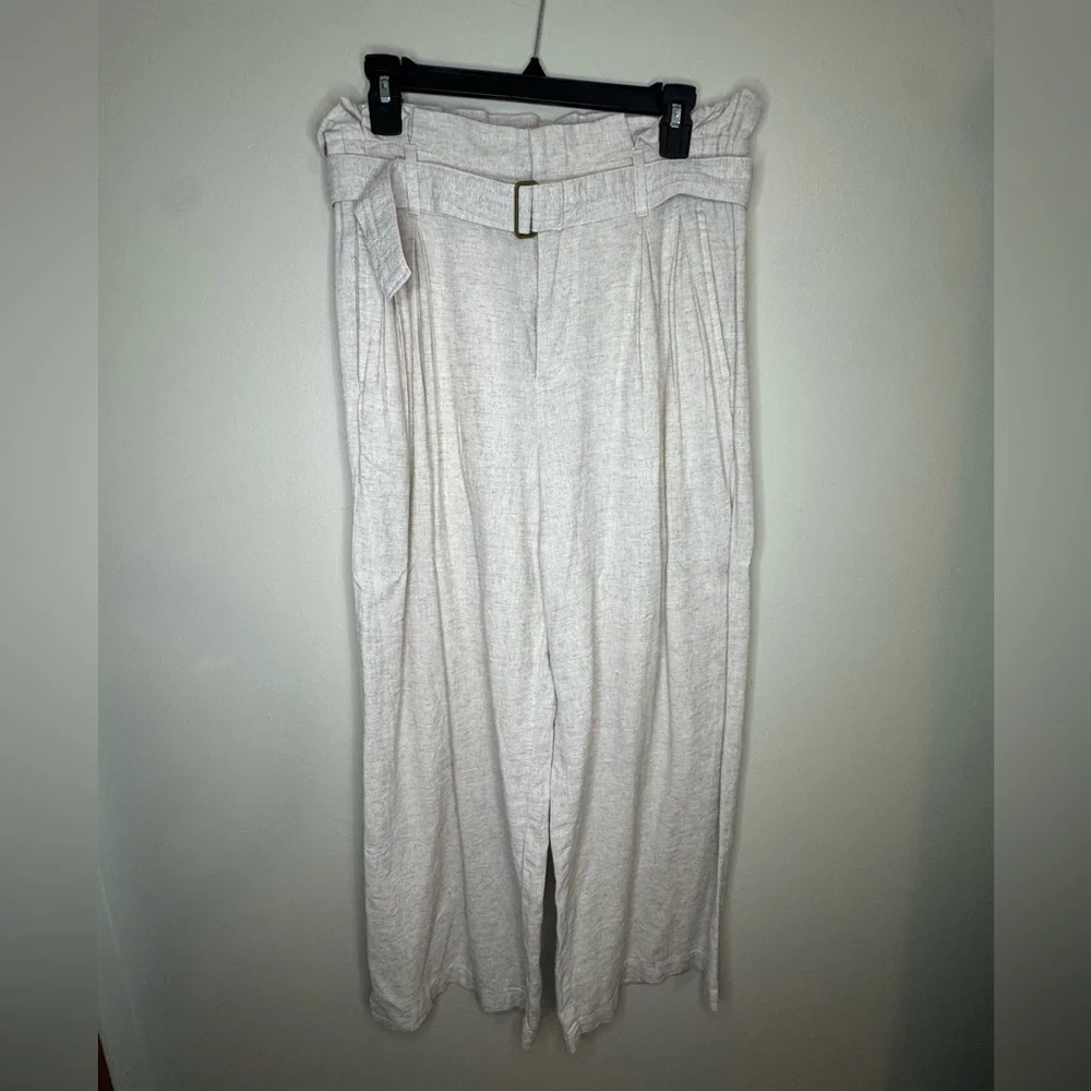 Banana Republic Linen-Blend Wide-Leg Pants w/ Belt Women's Petite 6